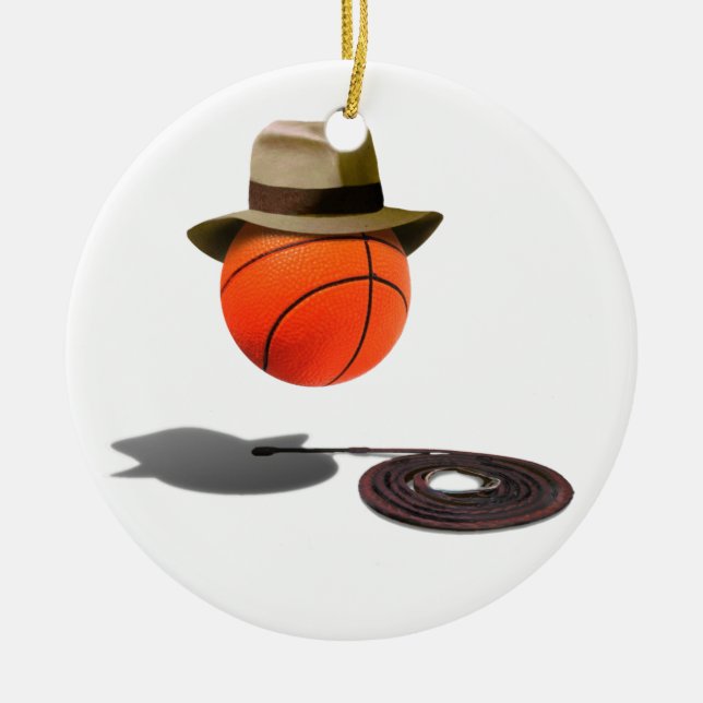 Adorno De Cerámica Baloncesto con Fedora y Whip (Frente)