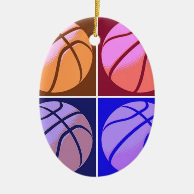 Adorno De Cerámica Baloncesto de arte pop (Frente)