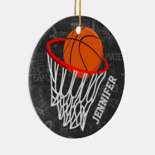 Adorno De Cerámica Baloncesto de Chalkboard y Hoop personalizados