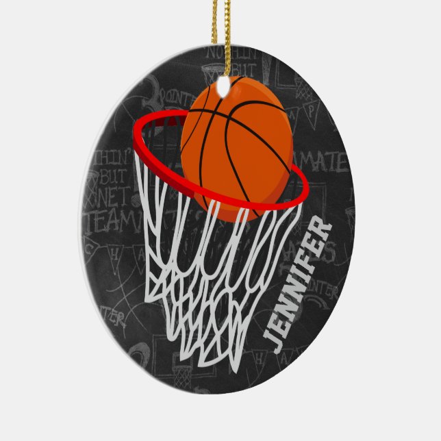 Adorno De Cerámica Baloncesto de Chalkboard y Hoop personalizados (Derecha)