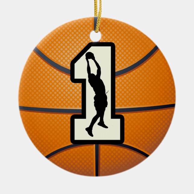 Adorno De Cerámica Baloncesto del número 1 (Frente)