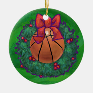 Adorno De Cerámica Baloncesto en Wreath Navidades