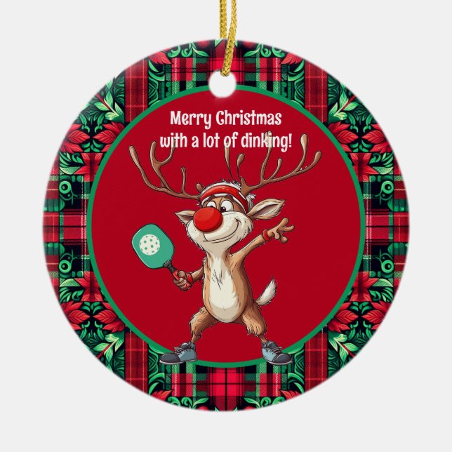 Adorno De Cerámica Baloncesto 🎄 Feliz Navidad, texto personalizado (Frente)