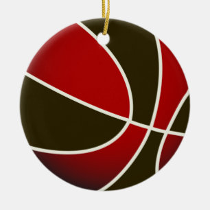 Adorno De Cerámica Baloncesto negro/rojo