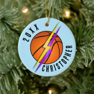 Adorno De Cerámica Baloncesto Rayos Relámpago Navidad
