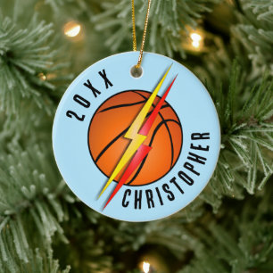 Adorno De Cerámica Baloncesto Rayos Relámpago Navidad