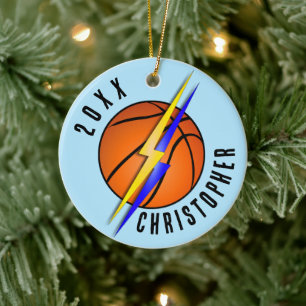 Adorno De Cerámica Baloncesto Rayos Relámpagos Navidad