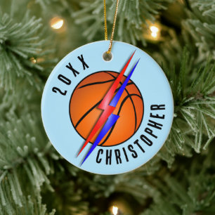 Adorno De Cerámica Baloncesto Rayos Relámpagos Navidad
