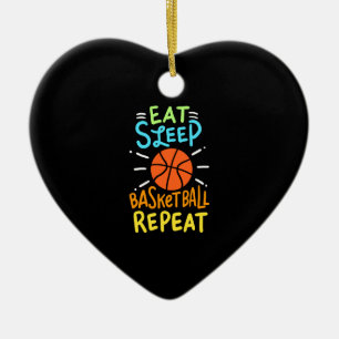 Adorno De Cerámica Baloncesto - Repetición de Eat Sleep Basketball