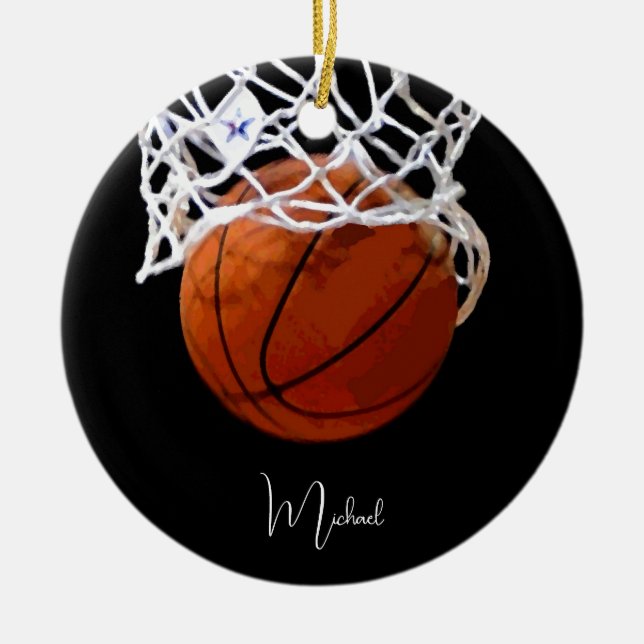 Adorno De Cerámica Baloncesto Su Nombre (Frente)