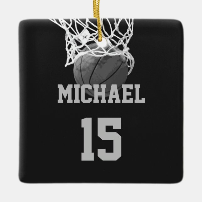 Adorno De Cerámica Baloncesto Su Nombre (Anverso)