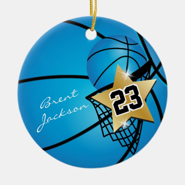 Adorno De Cerámica Baloncesto Superstar Gold | DIY Textos | Azul (Frente)