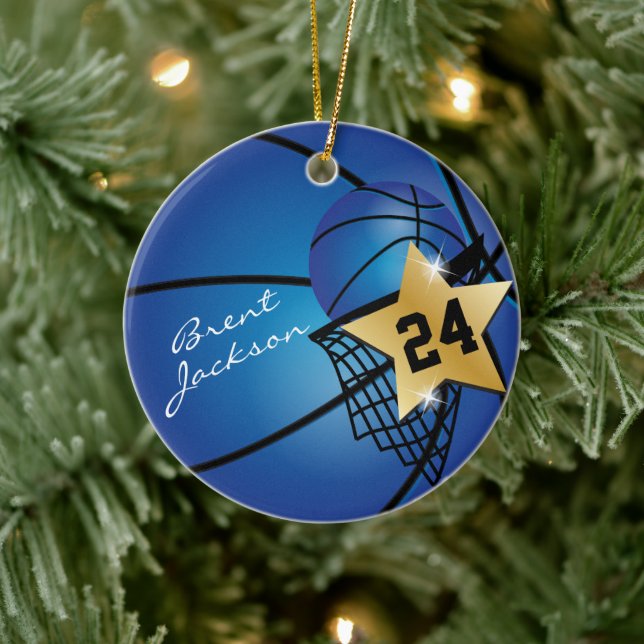 Adorno De Cerámica Baloncesto Superstar Gold | DIY Textos | Azul oscu (Árbol)