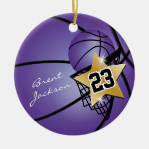 Adorno De Cerámica Baloncesto Superstar Gold   DIY Textos   Púrpura