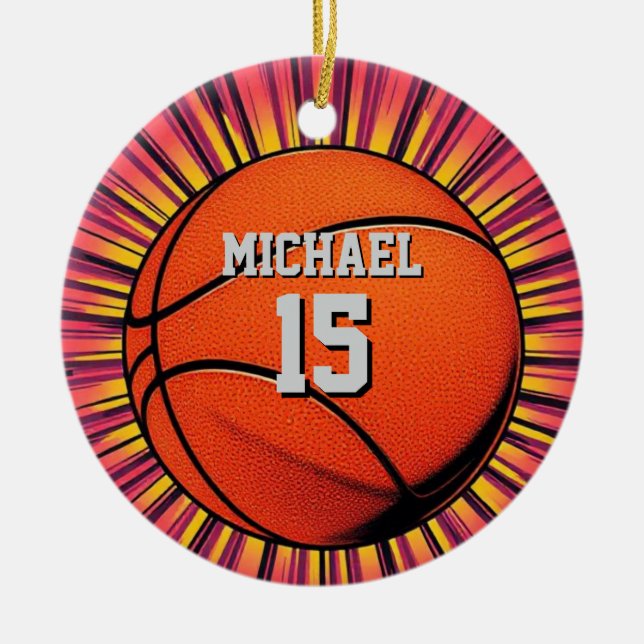 Adorno De Cerámica Baloncesto Tu Nombre Pop Art (Frente)