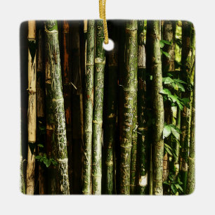 Adorno De Cerámica Bambú verde con grabados tailandeses