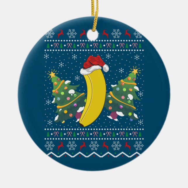 Adorno De Cerámica Banana Lover Xmas regalo Navidades bananeros feos (Frente)