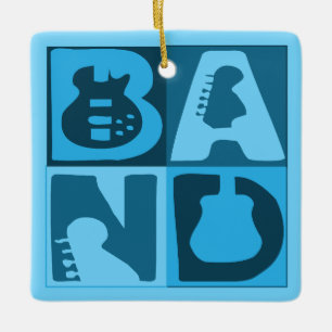 Adorno De Cerámica Banda Bloques Azules