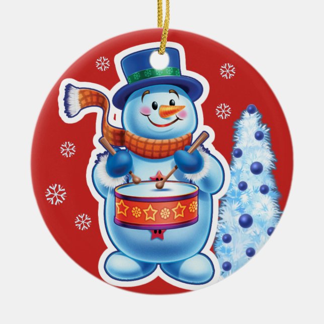 Adorno De Cerámica Banda musical de snowman (Frente)