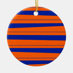 Adorno De Cerámica Bandas azules y Naranjas Patrón de luces negrita