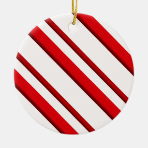 Adorno De Cerámica Bandas de golosinas, de menta roja y blanca