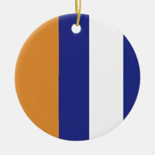 Adorno De Cerámica Bandas marrones, azules y blancas