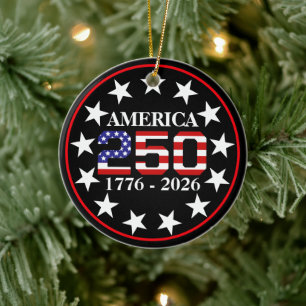Adorno De Cerámica Bandera Americana 250 Aniversario EEUU 1776-2026