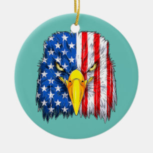 Adorno De Cerámica Bandera Americana Cabeza de Águila Patriótica 4 de