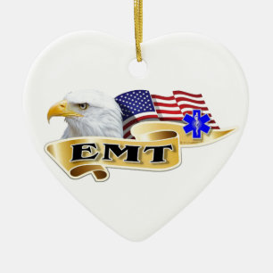 Adorno De Cerámica Bandera americana de Eagle del orgullo de EMT