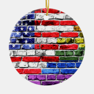 Adorno De Cerámica Bandera americana del arco iris