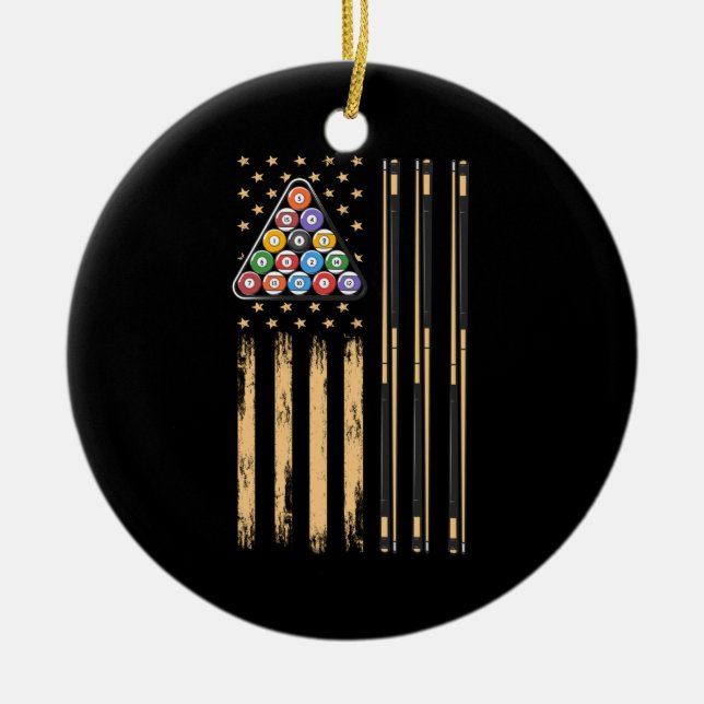 Adorno De Cerámica Bandera Americana del jugador de billar (Frente)