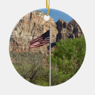 Adorno De Cerámica Bandera Americana en el Parque Nacional Zion II
