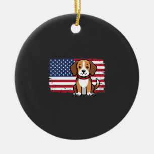 Adorno De Cerámica Bandera Americana Perro Patriótico Vector
