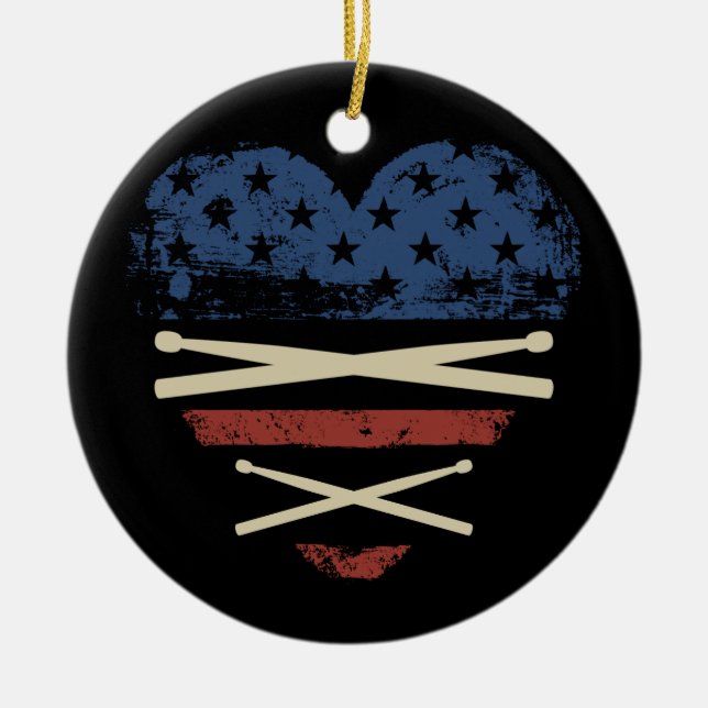 Adorno De Cerámica Bandera americana tambores Estados Unidos Drummers (Frente)
