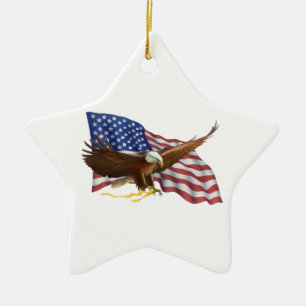 Adorno De Cerámica Bandera americana y Eagle