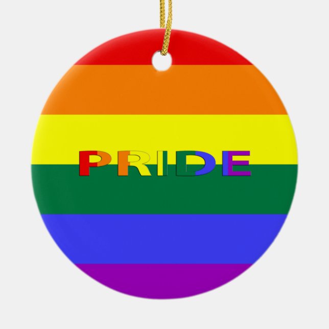 Adorno De Cerámica Bandera arco iris del Orgullo LGBT (Frente)