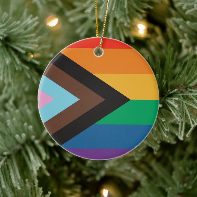 Adorno De Cerámica Bandera arcoiris - LGBTQIA - Personalizar - Orname (Árbol)