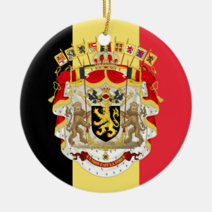 Adorno De Cerámica Bandera belga y COA