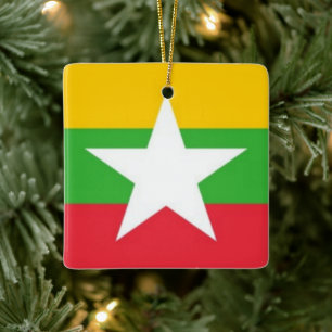 Adorno De Cerámica BANDERA birmana zMM01 Myanmar,