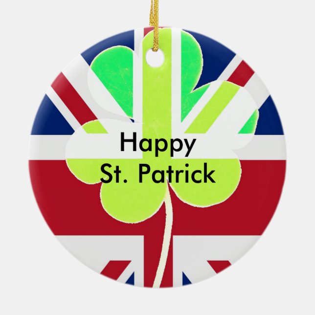 Adorno De Cerámica Bandera británica irlandesa Shamrock Clover St. Pa (Atrás)