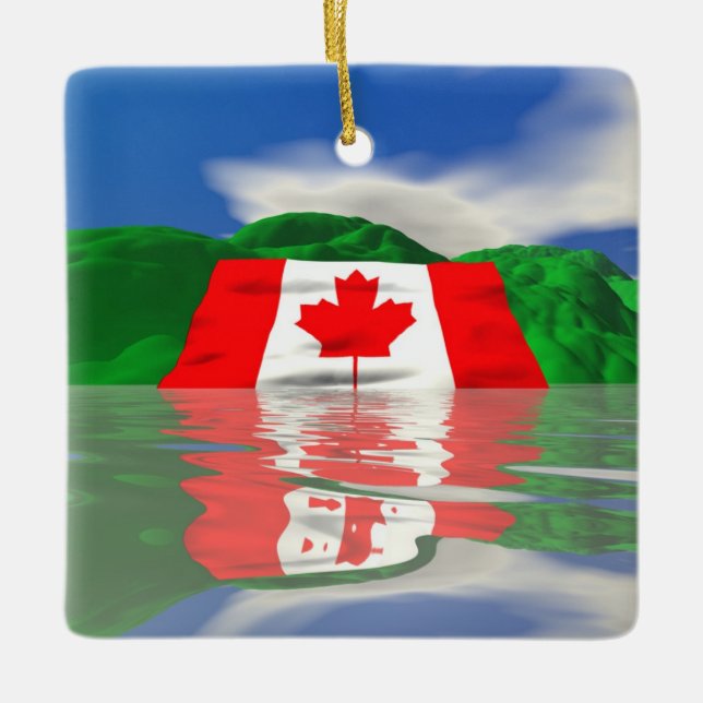 Adorno De Cerámica Bandera canadiense (Anverso)