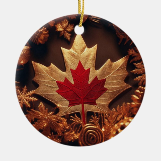 ADORNO DE CERÁMICA BANDERA CANADIENSE INSPIRADA (Frente)