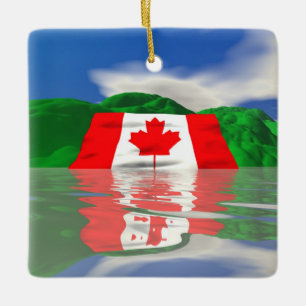 Adorno De Cerámica Bandera Canadiense Tierra