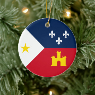 Adorno De Cerámica Bandera de Acadiana, Luisiana