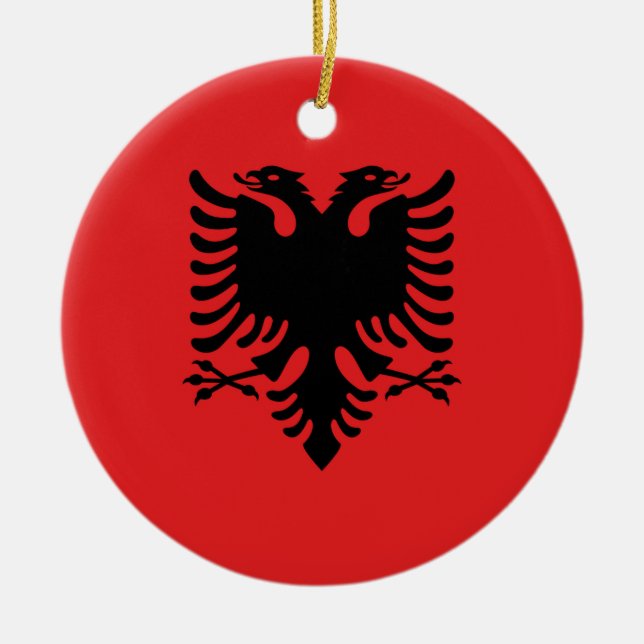 Adorno De Cerámica Bandera de Albania - Flamuri Kombëtar - bandera (Frente)