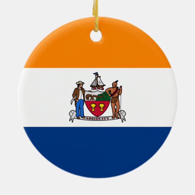 Adorno De Cerámica Bandera de Albany (Nueva York) (Atrás)
