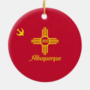 Adorno De Cerámica Bandera de Albuquerque (Nuevo México)