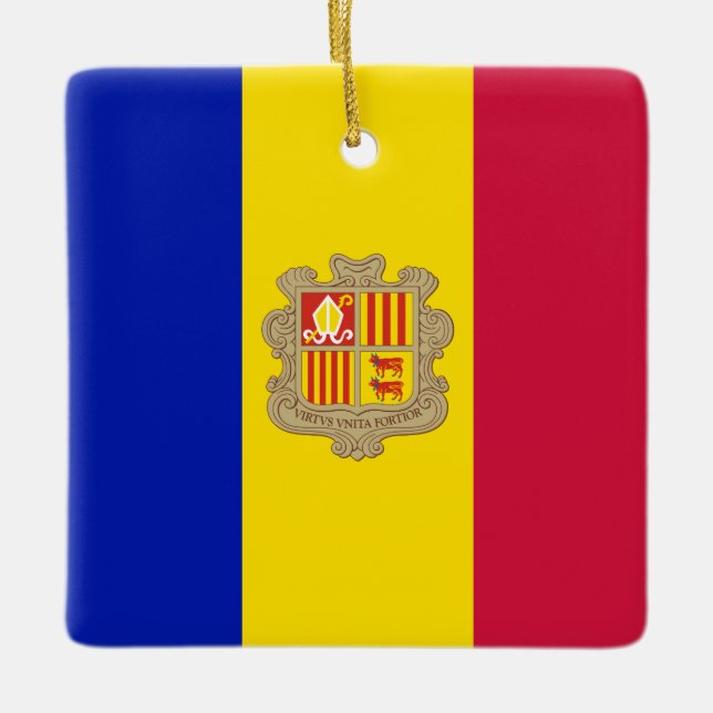 Adorno De Cerámica Bandera de Andorra (Anverso)