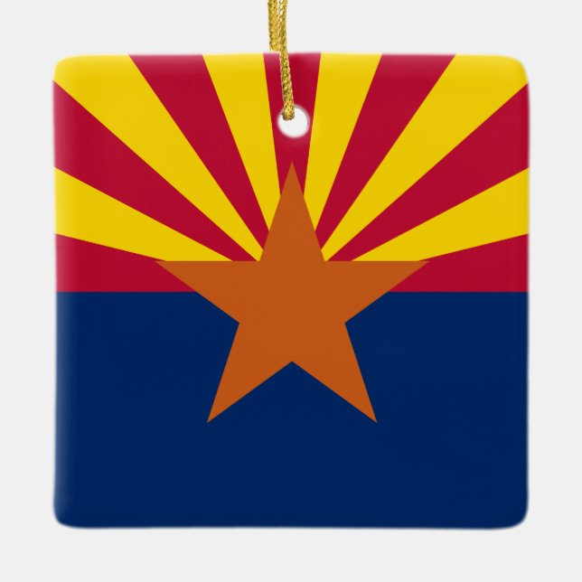 Adorno De Cerámica Bandera de Arizona: Poniendo a Star Sun, el Estado (Anverso)
