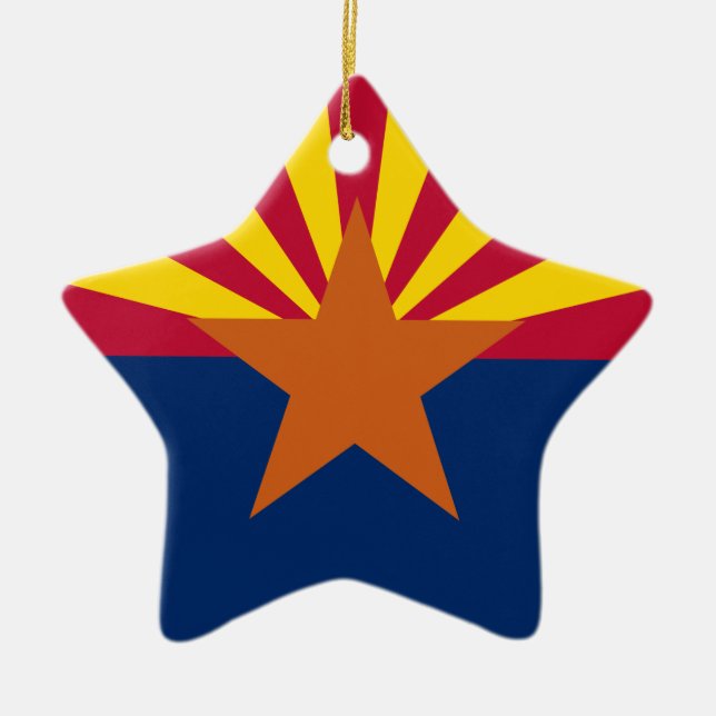Adorno De Cerámica Bandera de Arizona: Poniendo a Star Sun, el Estado (Frente)